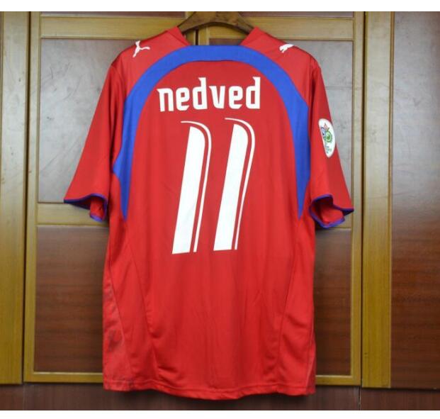 2006 Czech Republic Retro Home Kit Soccer Jersey #11 NEDVED